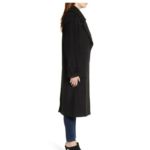 NEW $320 Halogen TAILORED Wool Blend LONG MAXI Coat BLACK WINTER WARM - Picture 4 of 5